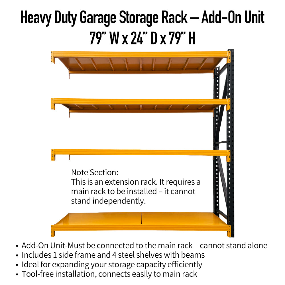 Heavy-Duty 4-Tier Shelf, Industrial-grade metal storage rack with 5500 lbs load capacity. Adjustable 4-tier design, ideal for garages, warehouses, tools, and heavy equipment.