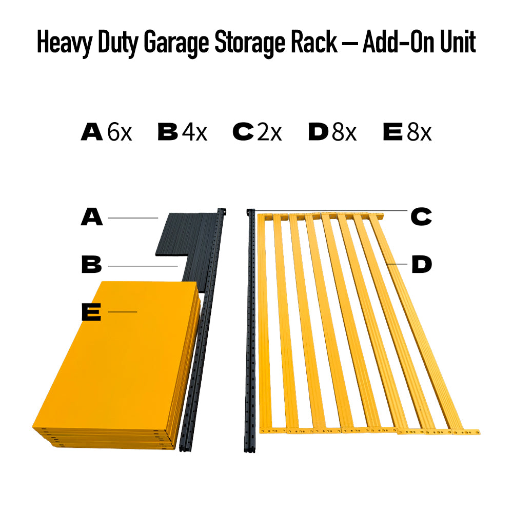 Heavy-Duty 4-Tier Shelf, Industrial-grade metal storage rack with 5500 lbs load capacity. Adjustable 4-tier design, ideal for garages, warehouses, tools, and heavy equipment.